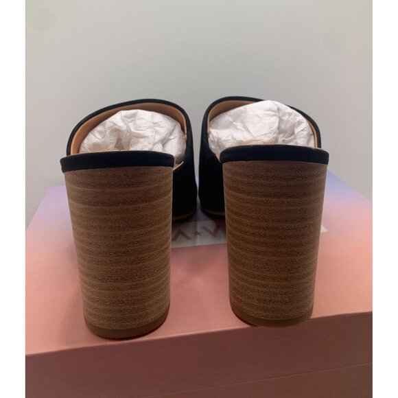 Lisa Vicky Black Suede Open Toe Block Heel Mules - Size 8 M - Picture 5 of 7